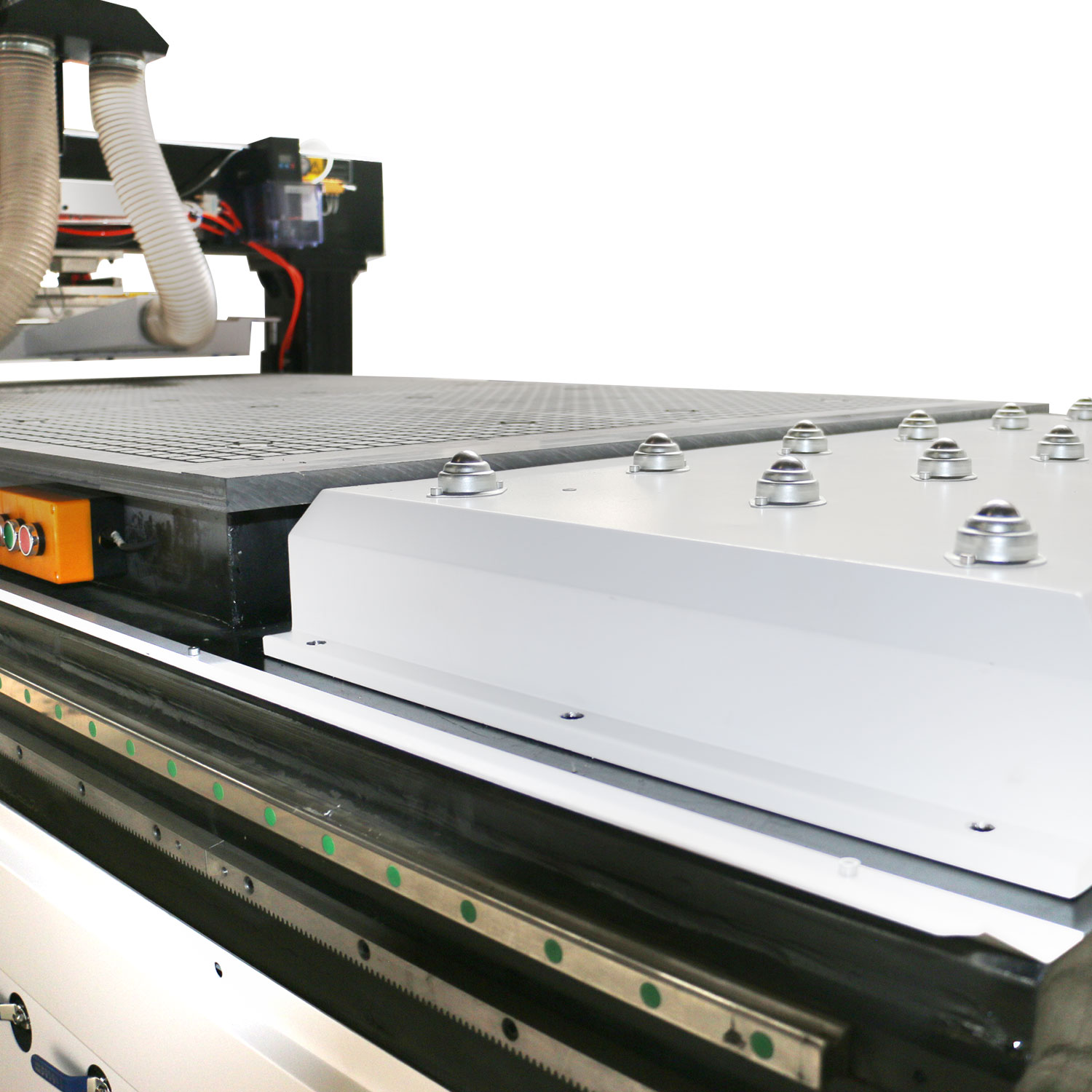 CNC Wood Router For MDF cutting wooden furniture cabinet door making The machine worktable adopts the international leader vacuum technology, surface density, deformat-ion, high adsorption capacity